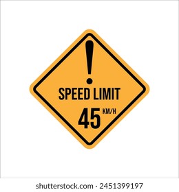Señal de límite de velocidad máxima en carretera aislada 45 kmh con Ilustración vectorial de fondo blanco