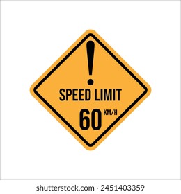Isolated Road Maximum Speed limit sign 60 kmh with white background vector illustration