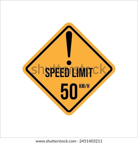Isolated Road Maximum Speed limit sign 50 kmh with white background vector illustration