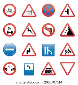 Isolated road sign icon set Free Vector Image