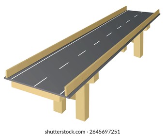 Viaducto de carretera aislado. Ilustración vectorial	
