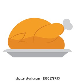 Isolated roast turkey on a white background - VEctor illustration design