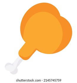 Isolated roasted chicken colored cartoon style Vector