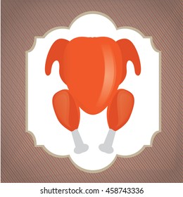 Isolated roasted chicken, Retro fast food, Vector illustration