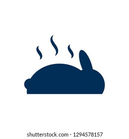 Isolated roasted icon symbol on clean background. Vector baked rabbit element in trendy style.
