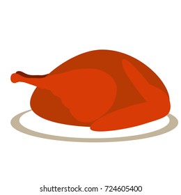 Isolated roasted turkey icon on a white background, Vector illustration