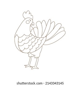 Isolated roaster draw animated animals jungle vector illustration