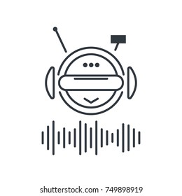 Isolated robot icon in a linear flat style. The concept of voice assistant and chat bot