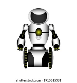 Ein isolierter Roboter auf weißem Hintergrund für einige neue Technologieprojekte, Banner, Websites. 3D-Abbildung. Vektorgrafik. EPS10.