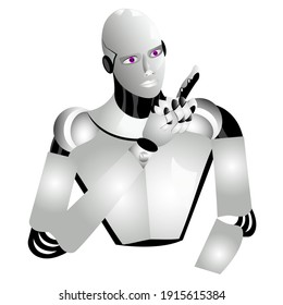 An isolated robot on a white background for some new technology projects, banners, websites. 3D illustration. Vector. EPS10.