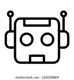 Isolated robot in outline icon on white background. Artificial intelligence, ai, iot, futuristic, tech