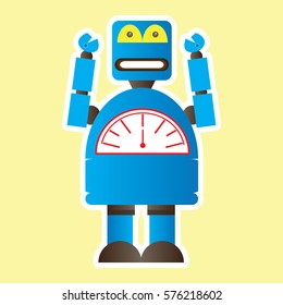 Isolated robot toy on a light yellow background, Vector illustration