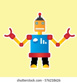 Isolated robot toy on a light yellow background, Vector illustration