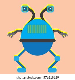 Isolated robot toy on a light red background, Vector illustration