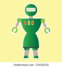 Isolated robot toy on a light yellow background, Vector illustration