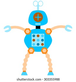 Isolated robot toy on a white background. Vector illustration