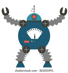 Isolated robot toy on a white background. Vector illustration
