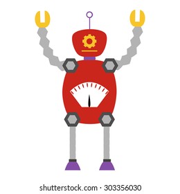 Isolated robot toy on a white background. Vector illustration