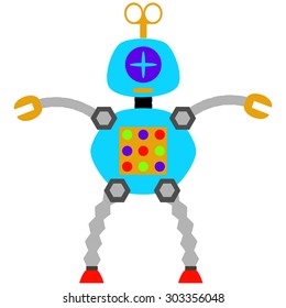 Isolated robot toy on a white background. Vector illustration