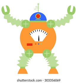 Isolated robot toy on a white background. Vector illustration