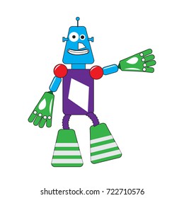 Isolated robot toy on a white background, Vector illustration