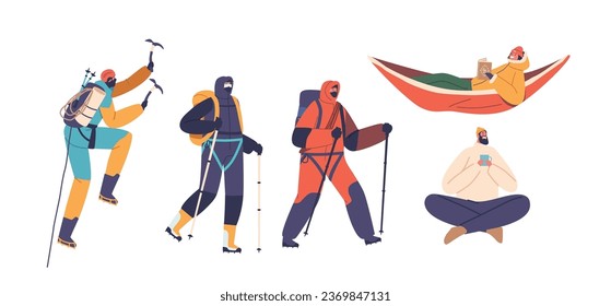 Isolated Rock Climber Characters, Fearless And Determined, They Embody Strength, Agility, And A Passion For Conquering