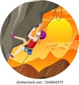 Isolated rock climbing badge illustration