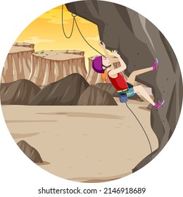 Isolated rock climbing badge illustration