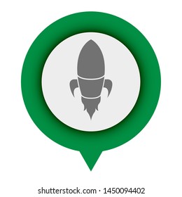Isolated rocket icon in a location pin - Vector