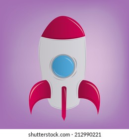 an isolated rocket on a purple background