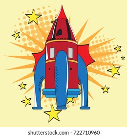 Isolated rocket toy on a colored background, Vector illustration