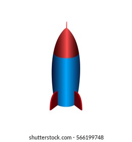 Isolated rocket toy on a white background, Vector illustration
