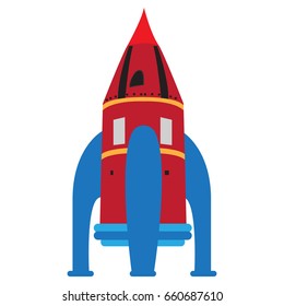 Isolated rocket toy on a white background, Vector illustration