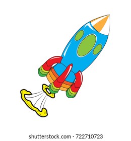 Isolated rocket toy on a white background, Vector illustration