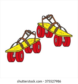 isolated roller skates, cartoon vector
