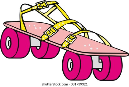 isolated roller skates, vintage, cartoon vector