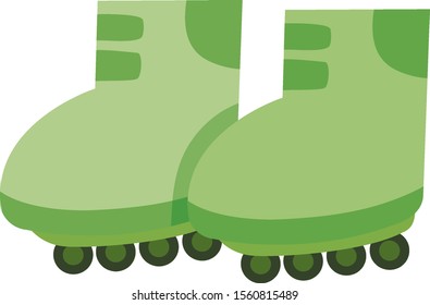 Isolated rollerskates in green color illustration