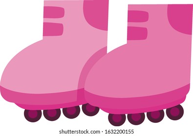 Isolated rollerskates in pink color illustration