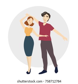 Isolated romantic dancing couple on white background.