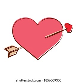 Isolated romantic heart with arrow pink love icon- Vector