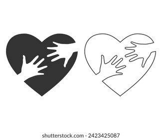 Isolated romantic heart line icon set symbol on white background. Romantic heart icon in a trendy style for a wedding celebration. Love icon symbol. Wedding concept. Best friends forever