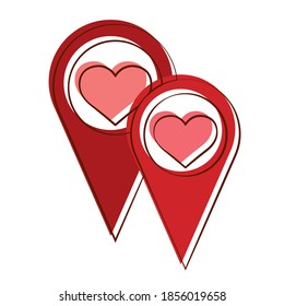 Isolated romantic heart location red love icon- Vector