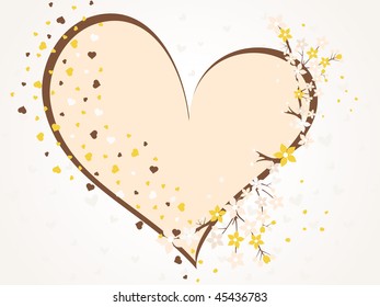isolated romantic heart with natural floral pattern