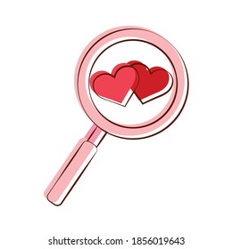 Isolated romantic heart search red love icon- Vector