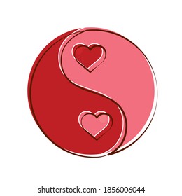 Isolated romantic heart yin yang pink love icon- Vector