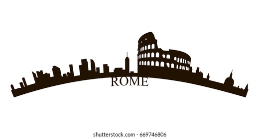 Isolated Rome skyline on a white background,