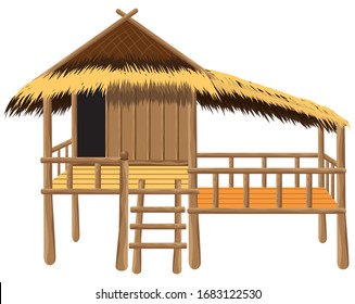 isolated roof straw hut on white background vector design