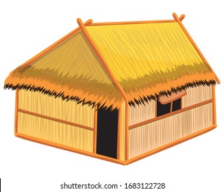 isolated roof straw hut on white background vector design