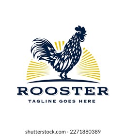 isolated rooster logo. chicken poultry logo design template