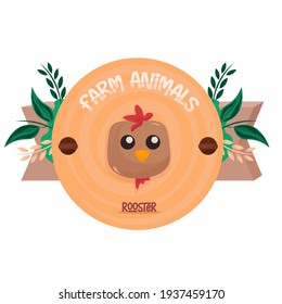 Isolated rooster medal animal farms cute icon- Vector